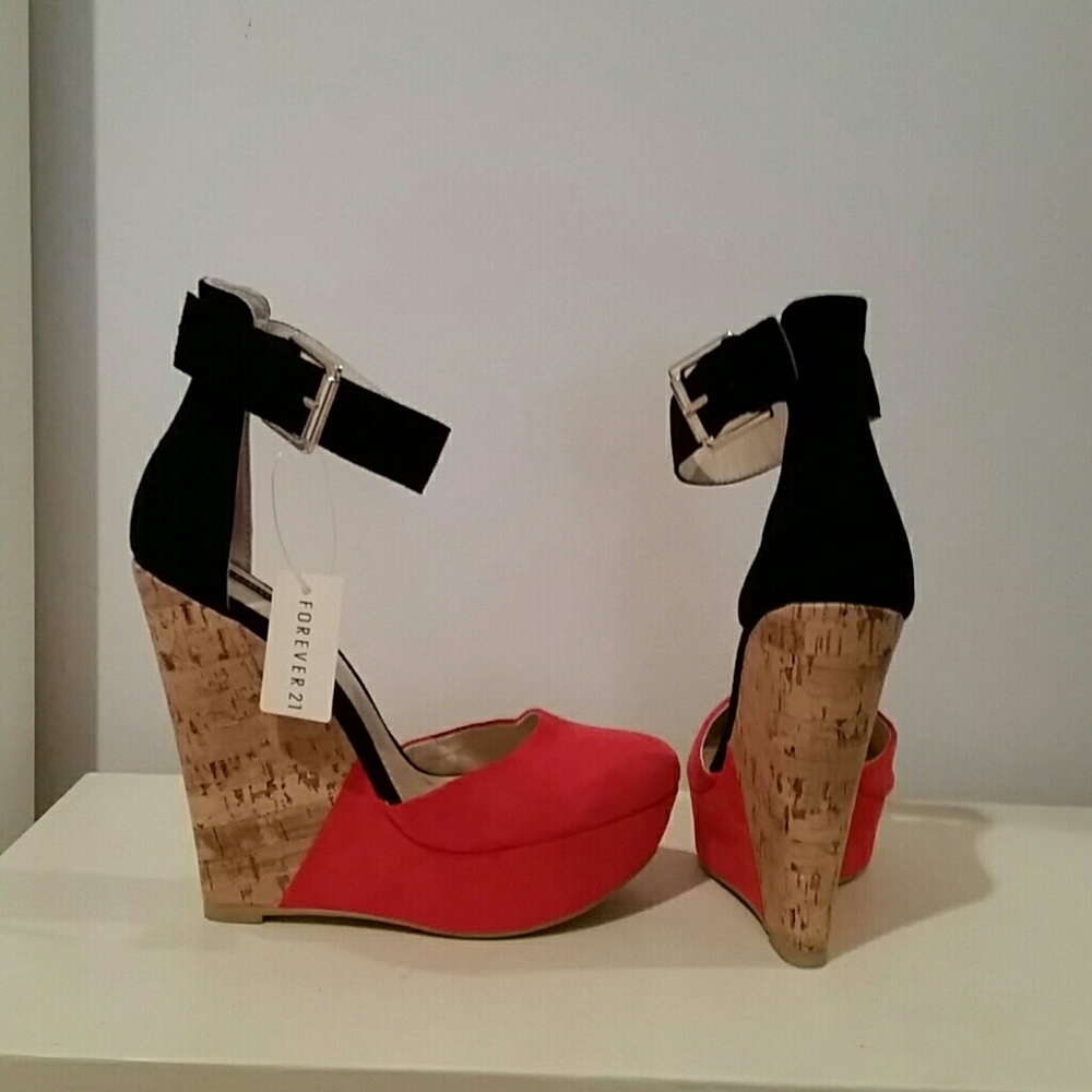 Forever 21 Red and Black Wedge Heels